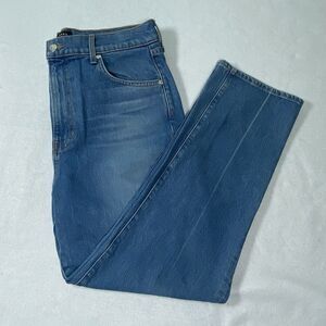 Veronica Beard Joey Straight Leg Jeans Womens 31 Blue Stretch High Rise Crease